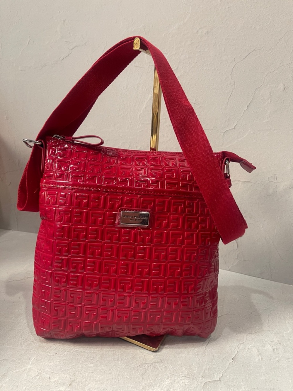 Tommy Hilfiger Shiny Quilted Red Shoulder Bag